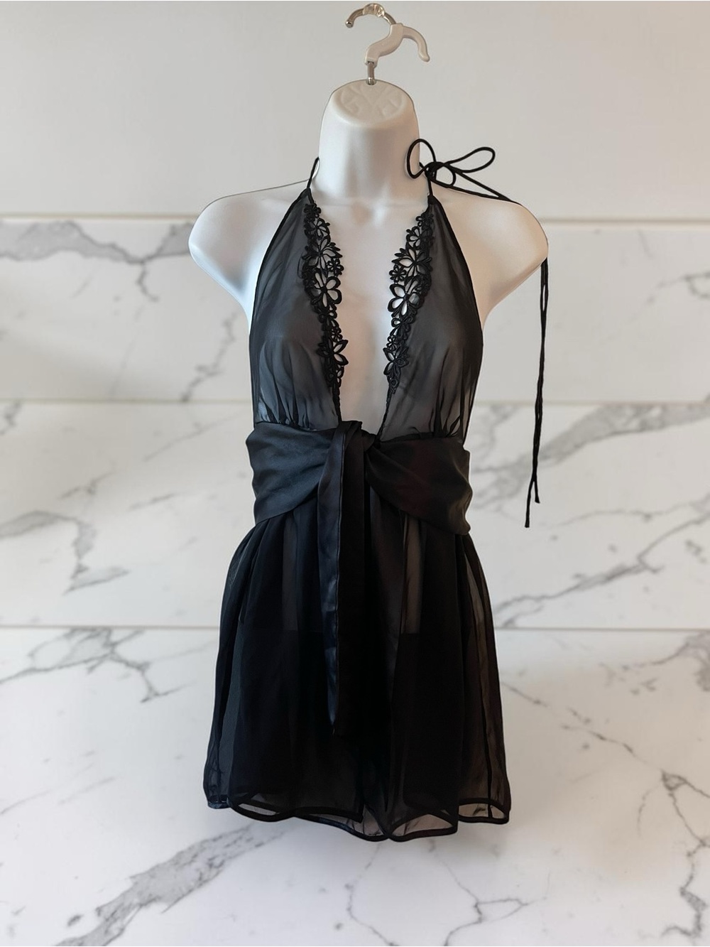 Victoria’s Secret Very Sexy Y2K Black Halter Babydoll Small